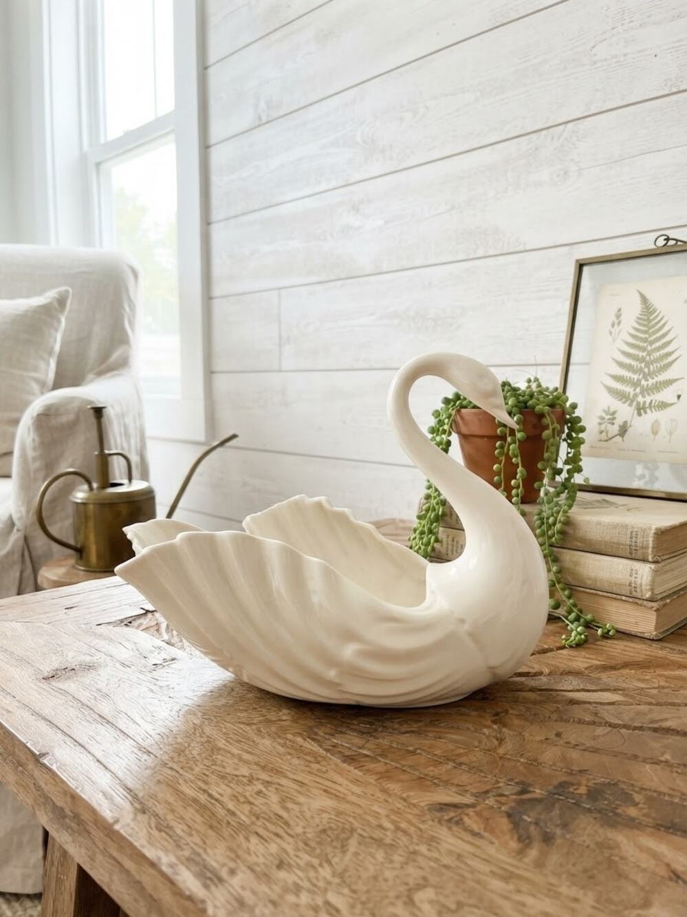 Vintage Lennox Cottagecore Shabby Chic Porcelain Swan Dish